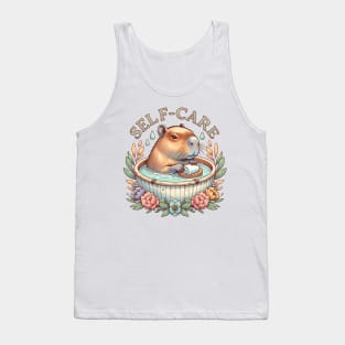 Self-care Capybara Bathing in a Hot Tub Tank Top